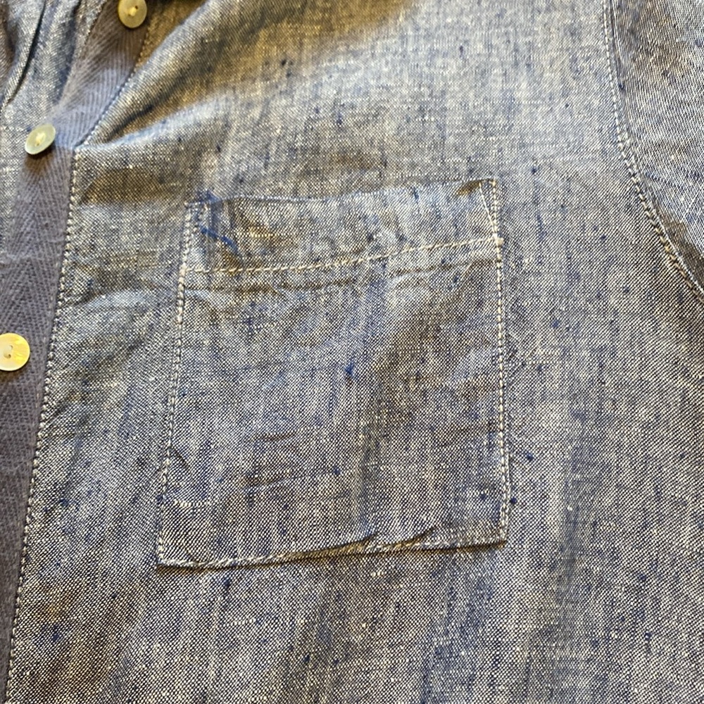 Blue linen denim look romper - Picture 5 of 5